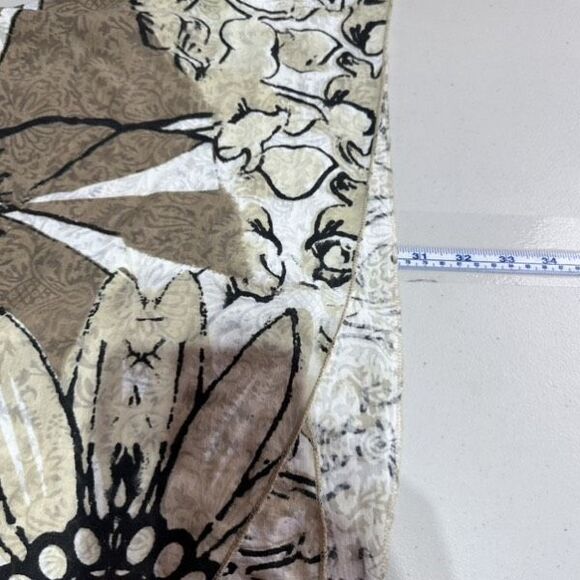 Lulu-B Women's Small 3/4 Sleeve Asymmetric Floral Print Retro Small Artsy Tan - Picture 10 of 10